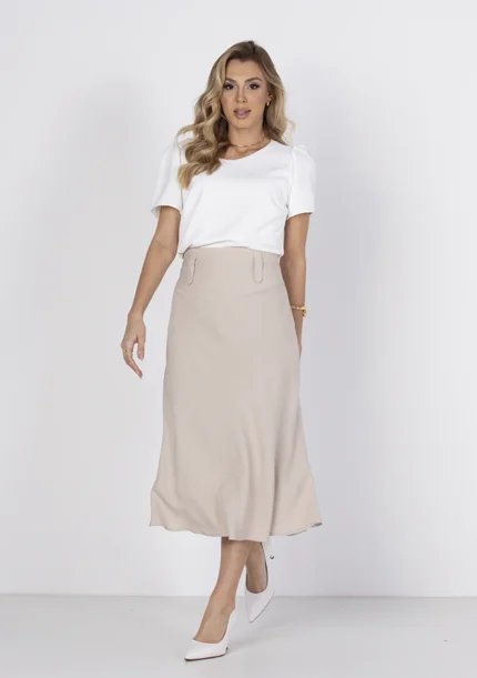 Blusa Básica Gola Redonda Off White